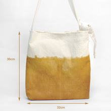 Load image into Gallery viewer, Measurement of Eco friendly canvas bag with adjustable strap by Xiapism Natural Dye Sustainable Fashion
