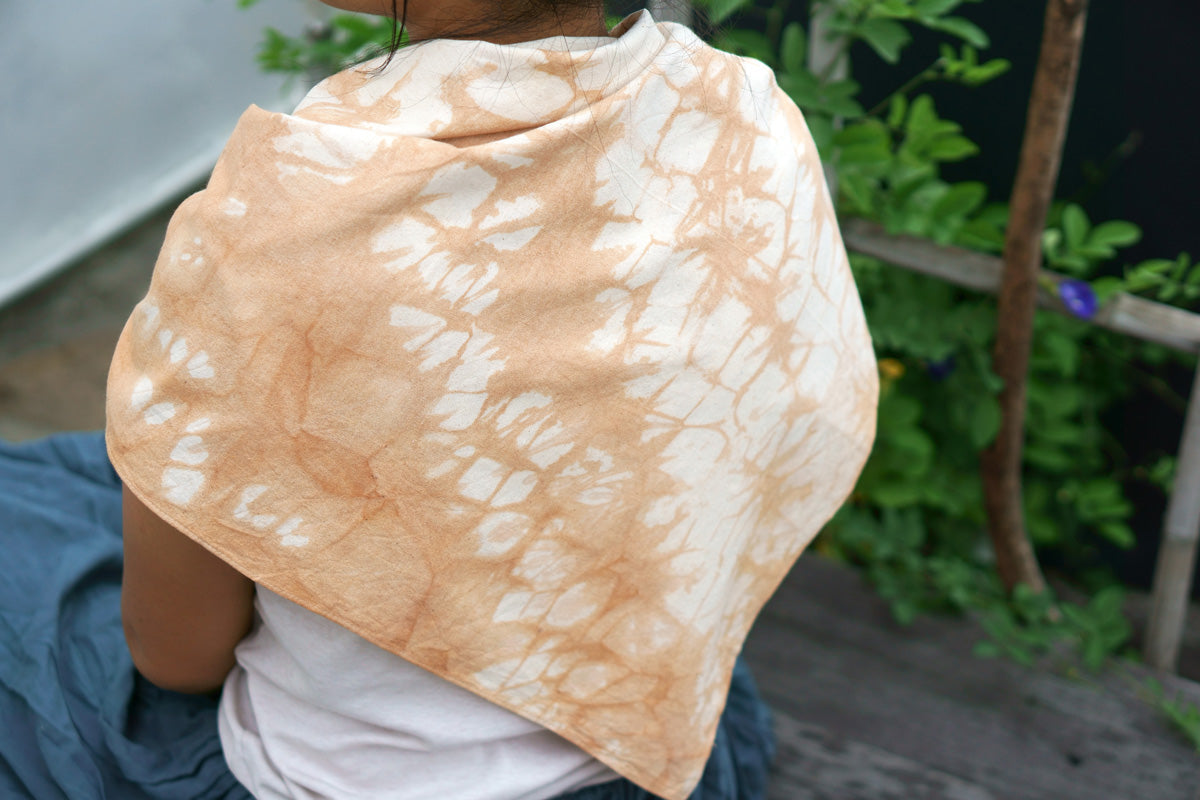 Furoshiki Wrapping Cloth as a scarf by Xiapism Natural Dye Sustainable Fashion