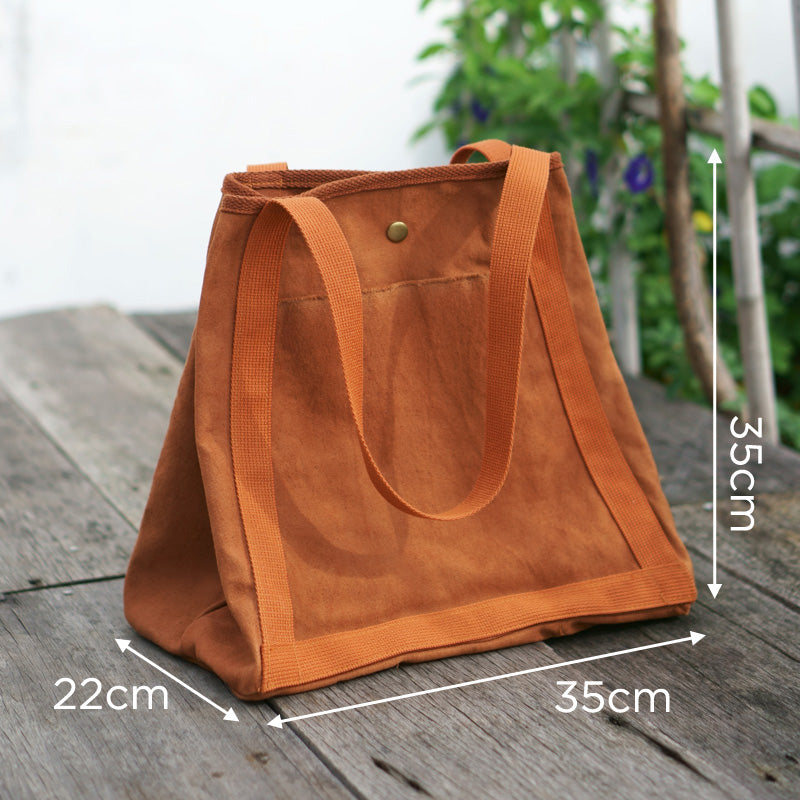 Measurement of A shopping bag you would love with 3 big compartments inside for easy organising by Xiapism Natural Dye Sustainable Fashion in Malaysia