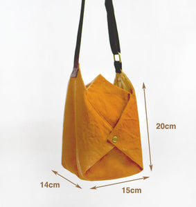 Measurement of Box Sling Bag, a fun design sling bag with 4 inner pockets for ease of use by Xiapism Natural Dye Sustainable Fashion